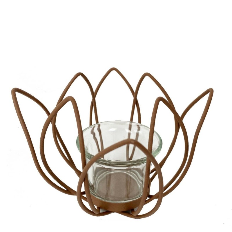Bougeoir Signes Grimalt Fleur Métal Verre 13 x 9 x 13 cm