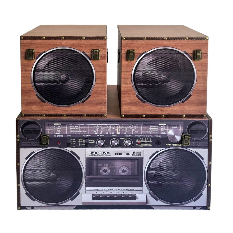 Set de boîtes décoratives Signes Grimalt Bois MDF 40 x 40 x 80 cm (3 Pièces)