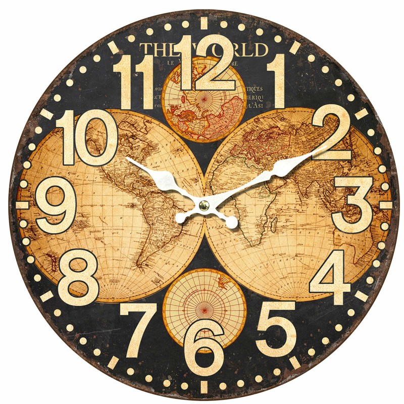Horloge Murale Signes Grimalt Mappemonde Bois MDF 4 x 34 x 34 cm