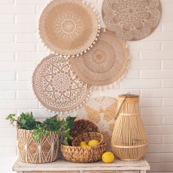 Lanterne Signes Grimalt Fibre végétale 24 x 40 x 24 cm