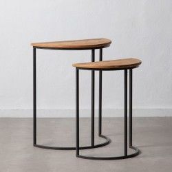 Table d'appoint Marron Noir Métal Fer Bois MDF 62,5 x 62,5 x 73 cm 62,5 x 31 x 73 cm (2 Unités)