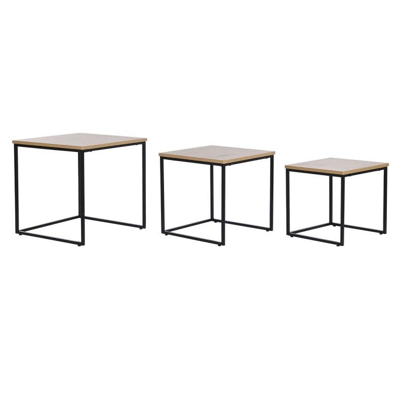 Jeu de 3 tables DKD Home Decor Noir Métal 45 x 45 x 45 cm Bois MDF