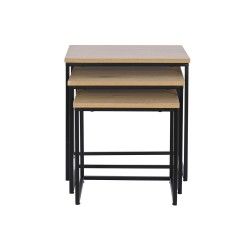 Jeu de 3 tables DKD Home Decor Noir Métal 45 x 45 x 45 cm Bois MDF