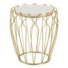 Table d'appoint 50 x 50 x 54,6 cm Doré Métal Blanc Marbre